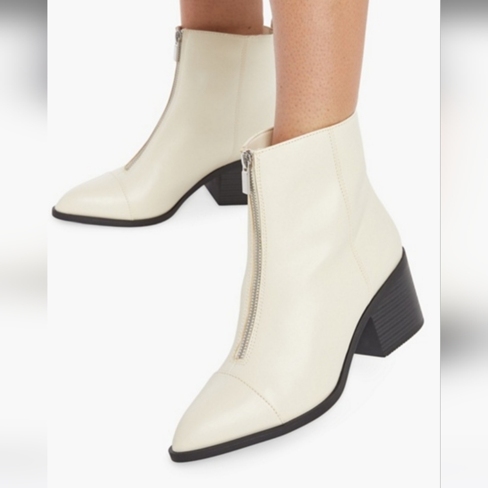 Justfab Dory Zip Detail White Ankle Boot